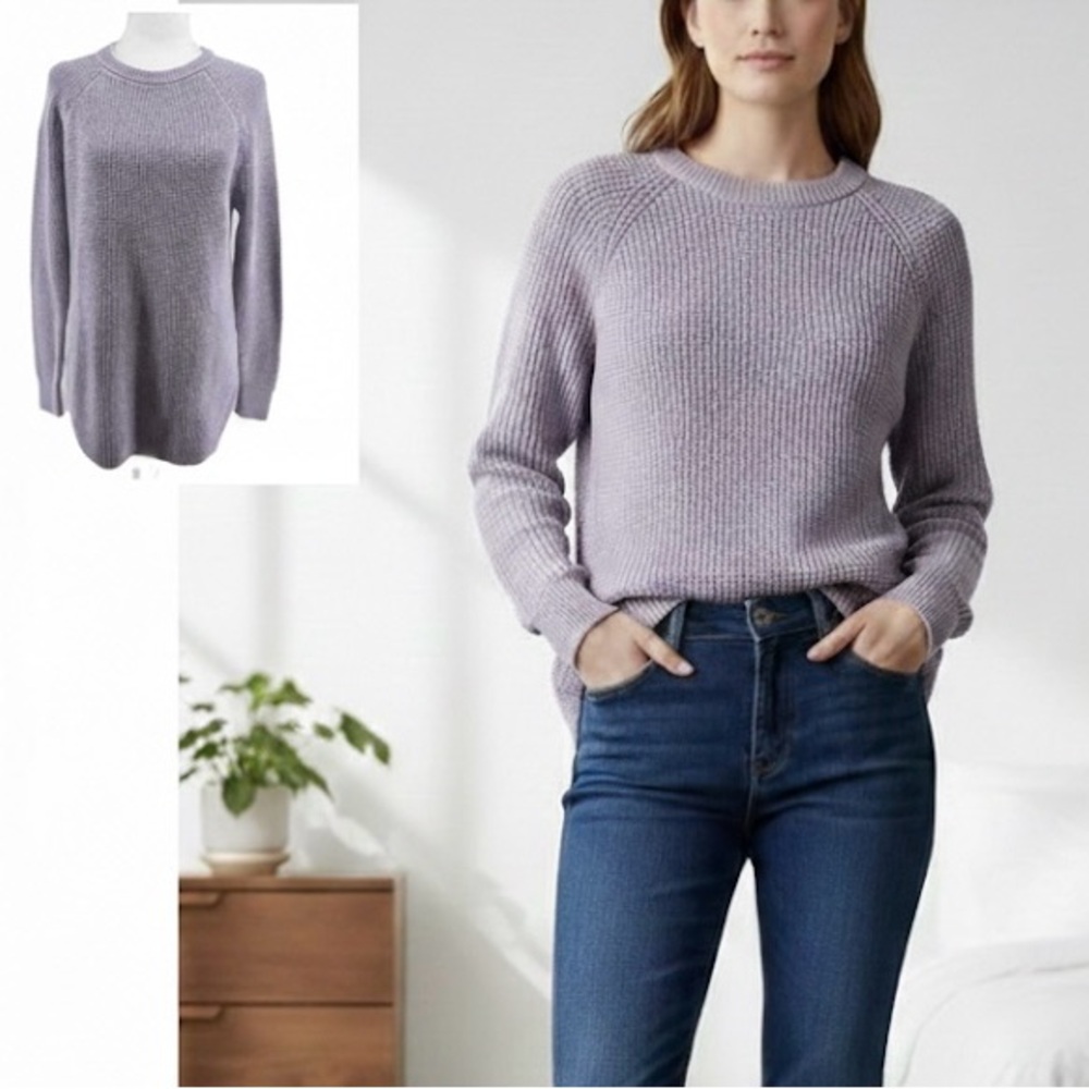 CORE life Size M Cozy Lilac Knit Sweater Coastal Grandma Vibes 100% Cotton